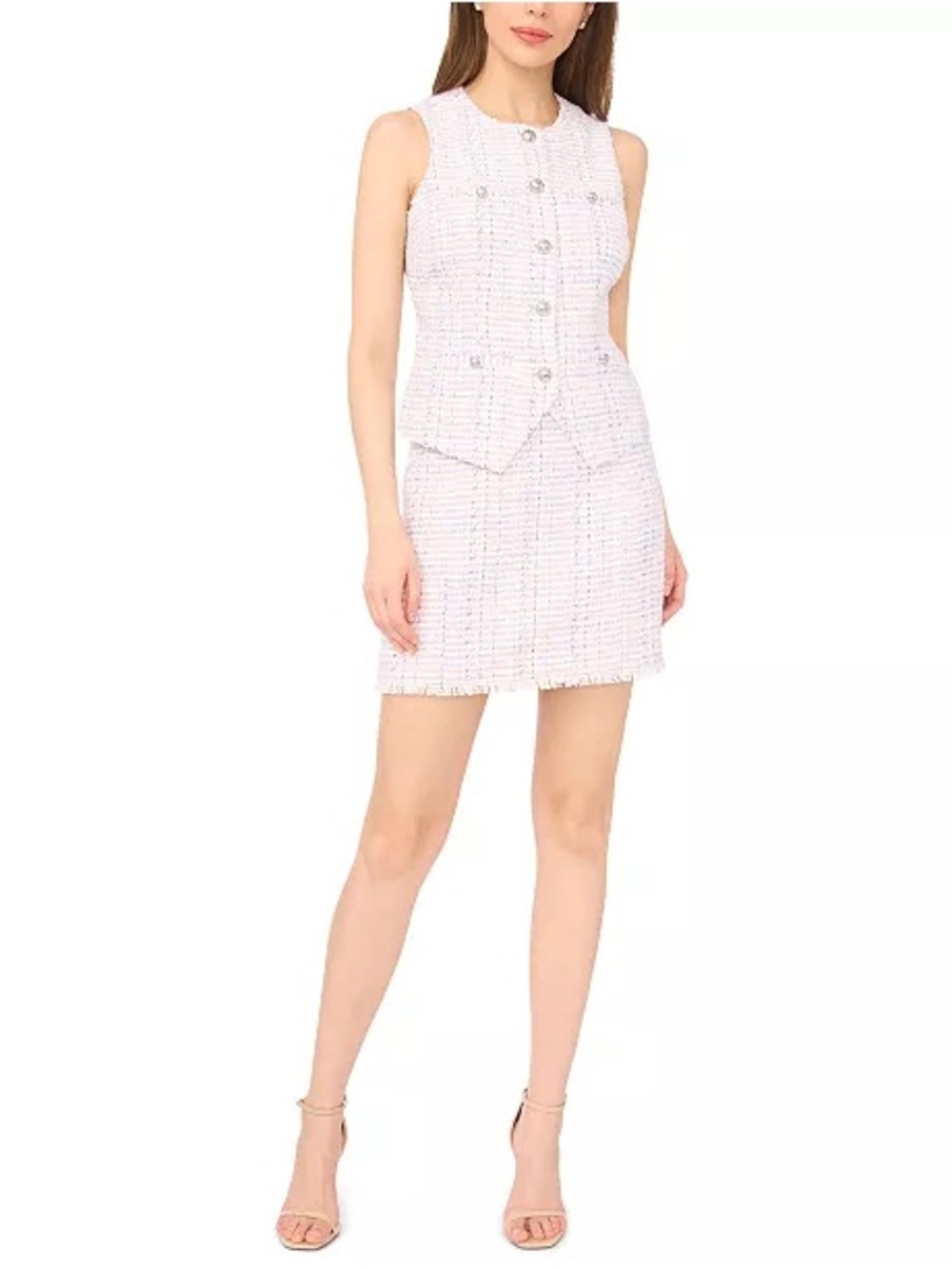 CeCe Lavender Tweed Mini Skirt with Pastel Accents NWT 12